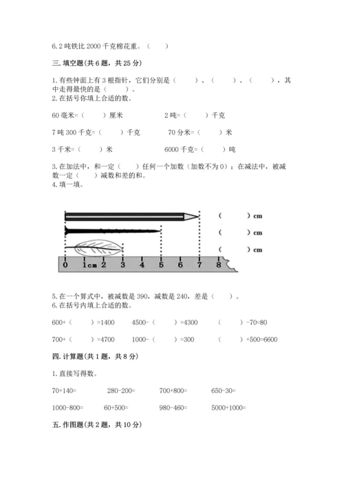 人教版三年级上册数学期中测试卷加答案下载.docx