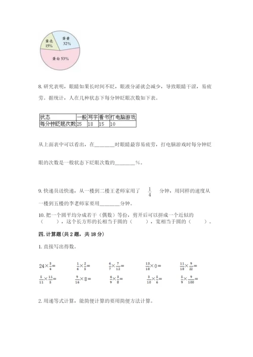 2022人教版六年级上册数学期末测试卷及完整答案【名师系列】.docx