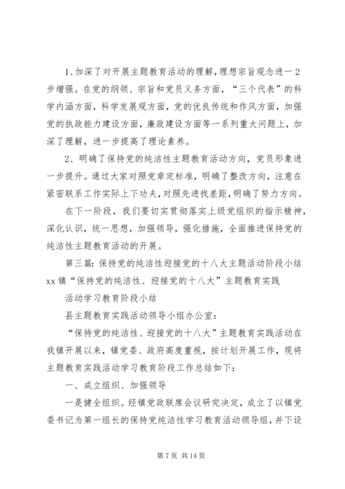 定城镇“保持党的纯洁性、迎接党的十八大”主题教育实践活动阶段性工作小结.docx