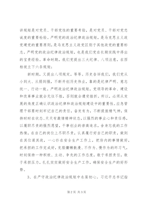 严守党的政治纪律和政治规矩、廉洁自律研讨发言材料.docx