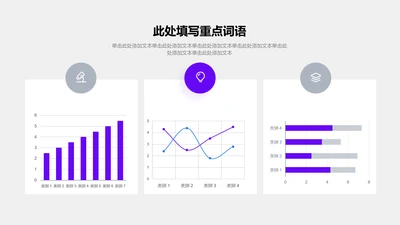 图表页-紫色商务风3项柱形图折线图堆积条形图