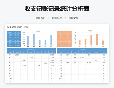收支记账记录统计分析表