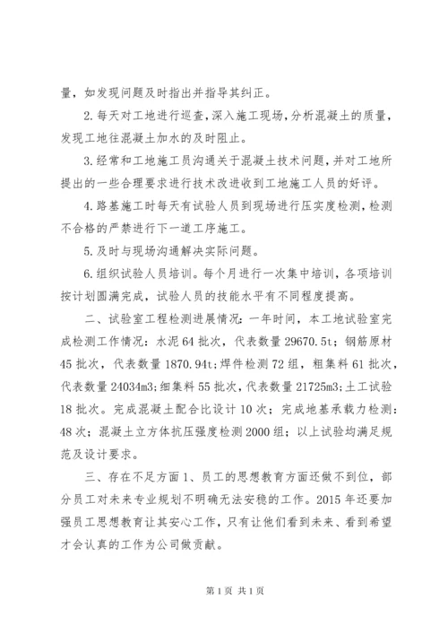 工地试验室主任工作总结.docx