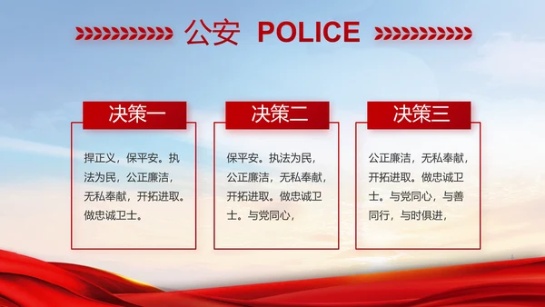 红色大气民警警察年终工作总结PPT