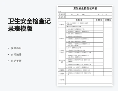 卫生安全检查记录表模版