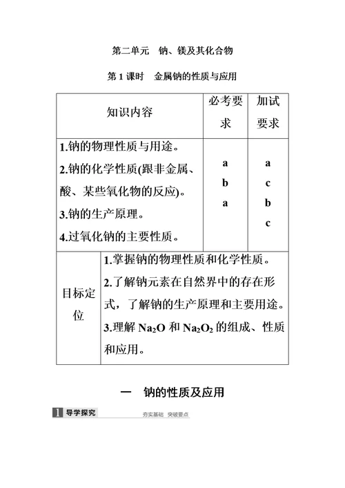 金属钠的性质与应用模板