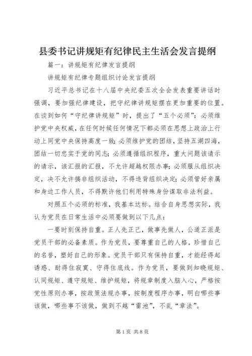 县委书记讲规矩有纪律民主生活会发言提纲.docx