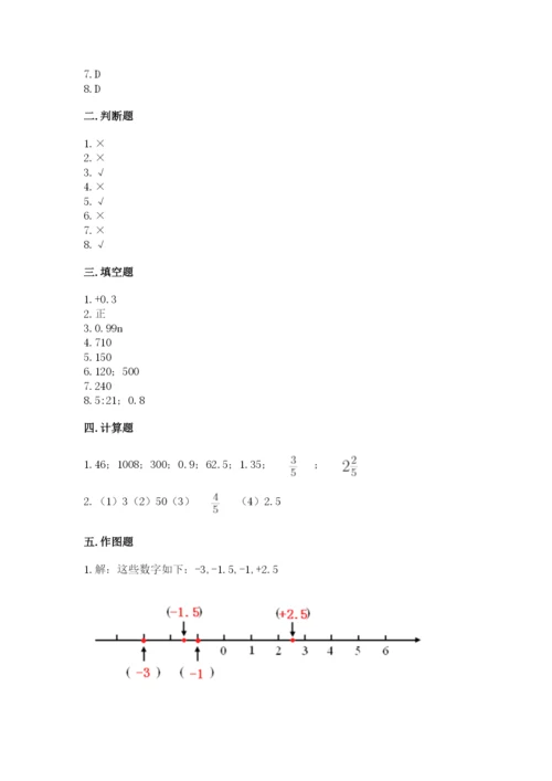 冀教版小学六年级下册数学期末综合素养测试卷及答案【基础+提升】.docx