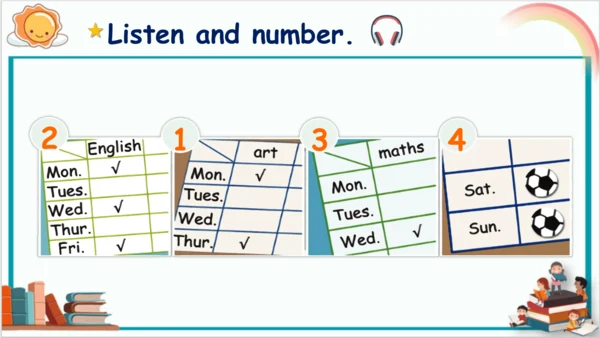 Unit 2 My week Part B & C Read and write & Story t