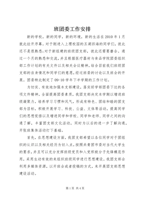 班团委工作安排.docx
