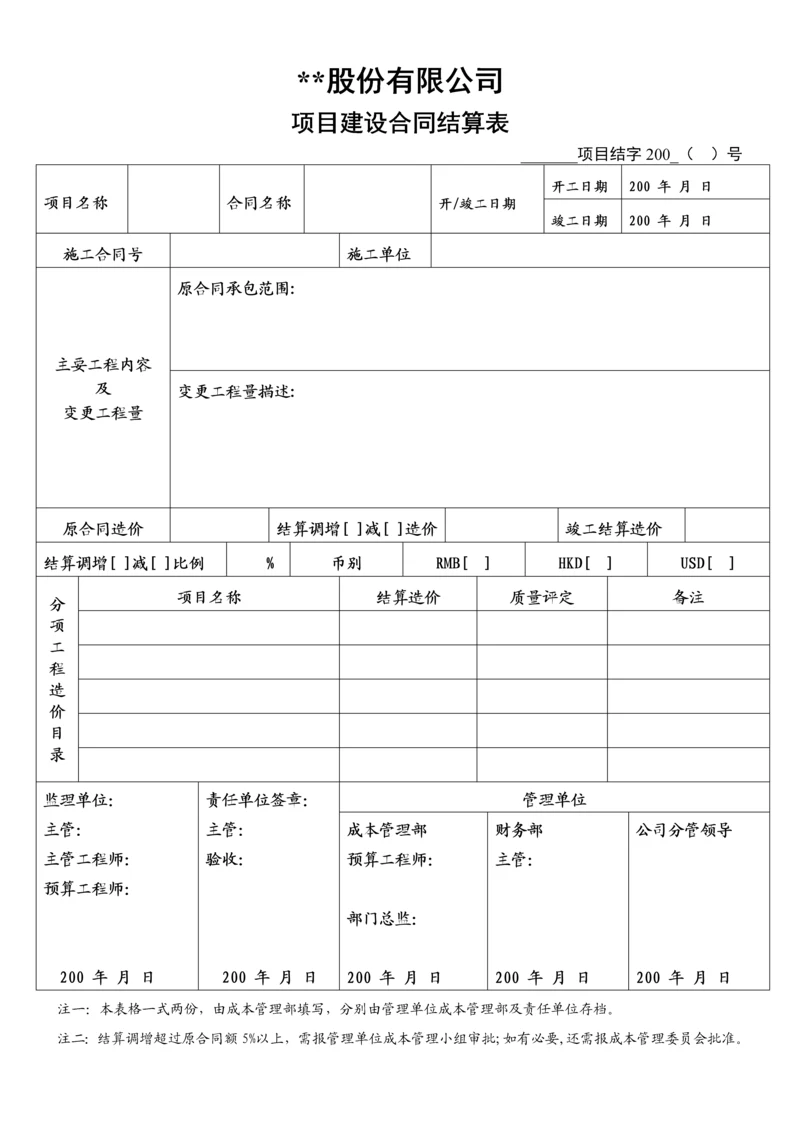 项目建设合同结算表.docx