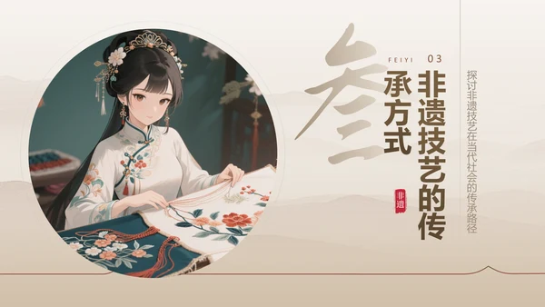 棕色中国风非遗技艺与精神的传承PPT模板