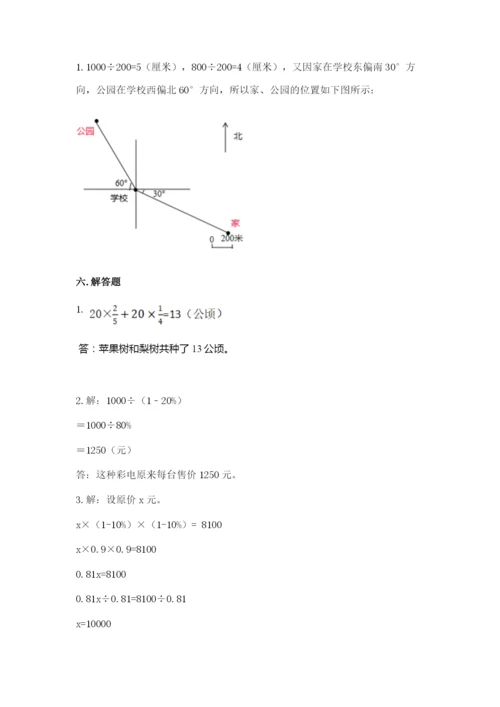 2022六年级上册数学期末考试试卷各版本.docx