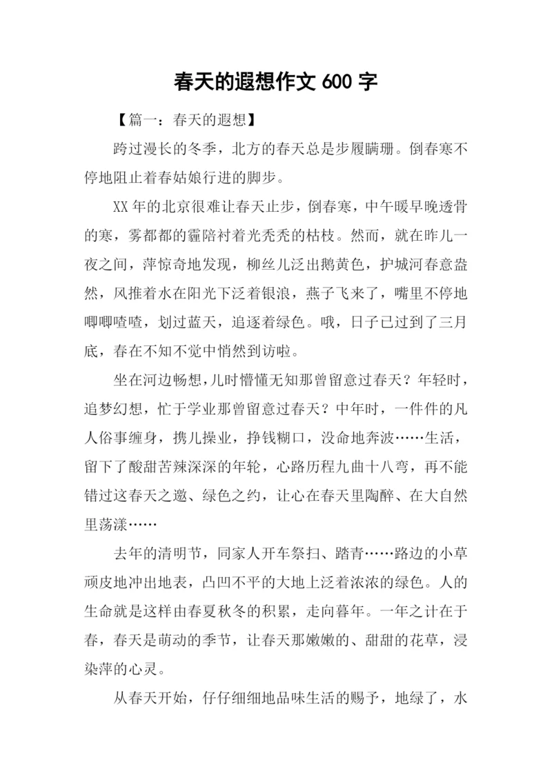 春天的遐想作文600字.docx