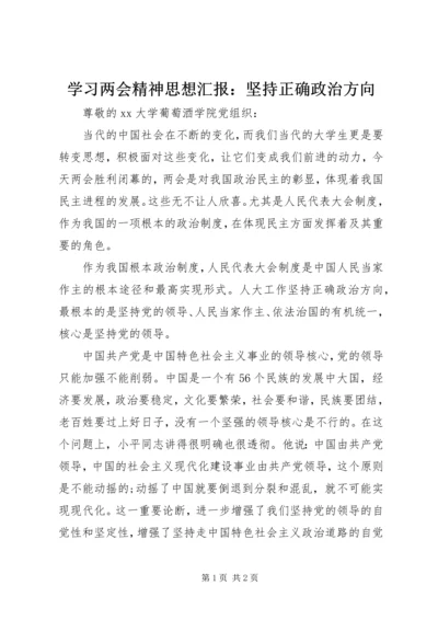 学习两会精神思想汇报：坚持正确政治方向.docx