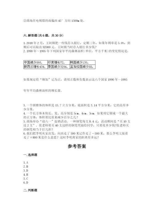 克什克腾旗六年级下册数学期末测试卷参考答案.docx