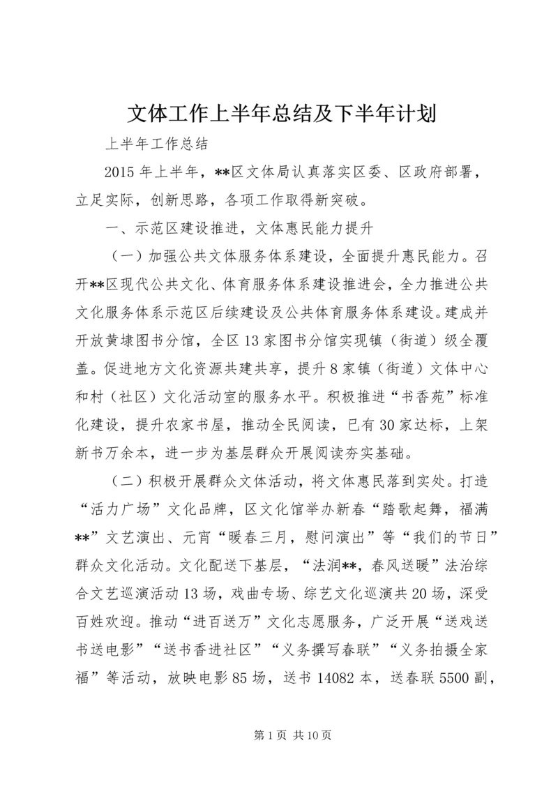 文体工作上半年总结及下半年计划.docx