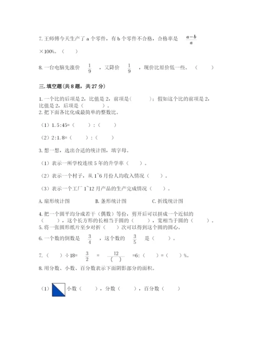 人教版小学六年级上册数学期末测试卷附答案下载.docx