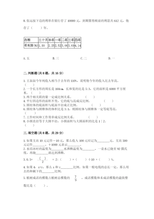 北京版小学六年级下册数学期末综合素养测试卷及参考答案【典型题】.docx