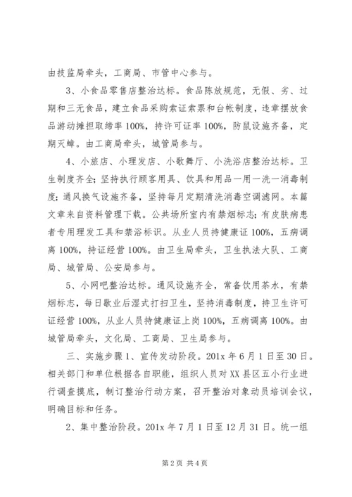 五小行业专项整治方案.docx