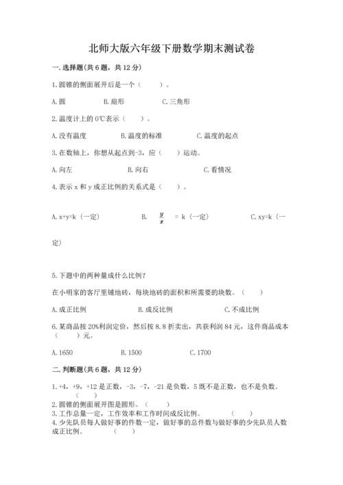 北师大版六年级下册数学期末测试卷【中心小学】.docx