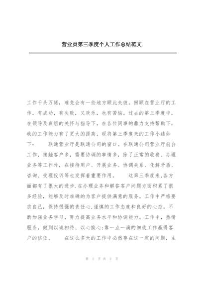 营业员第三季度个人工作总结范文.docx