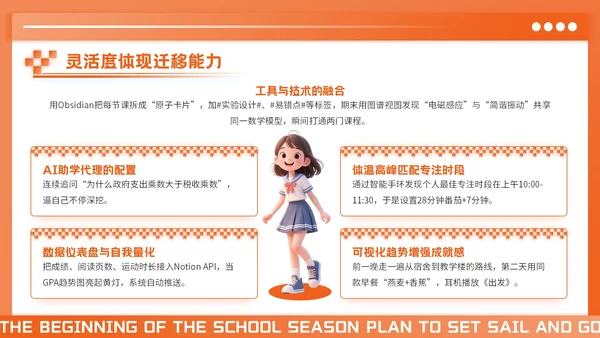 橙色3D风开学季新学年规划PPT模板