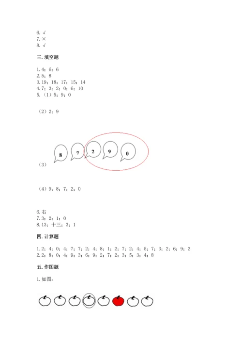 小学一年级上册数学期末测试卷附参考答案【预热题】.docx