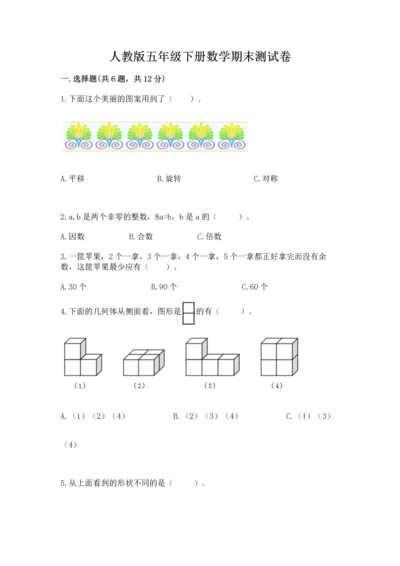 人教版五年级下册数学期末测试卷精品【名师系列】.docx