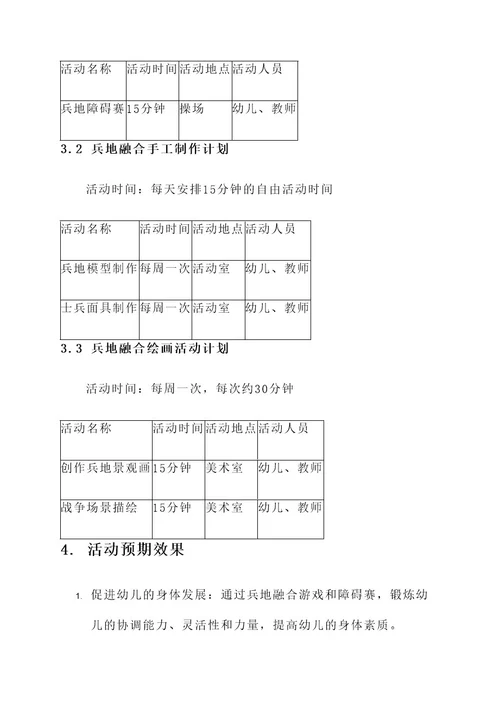 幼儿园兵地融合活动方案