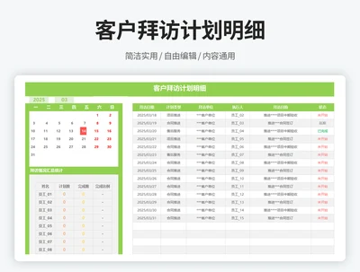 客户拜访计划明细