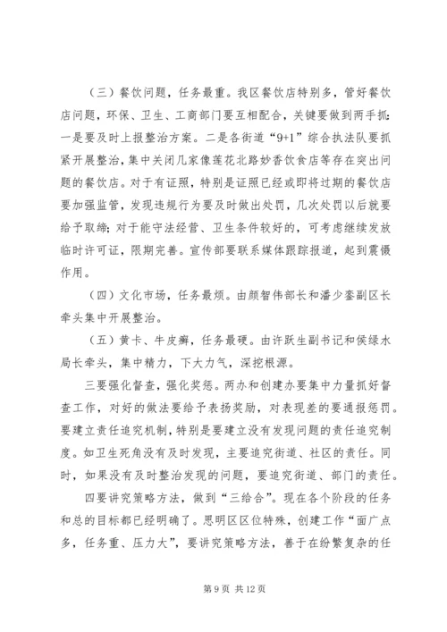 创文明城市点评会讲话词.docx