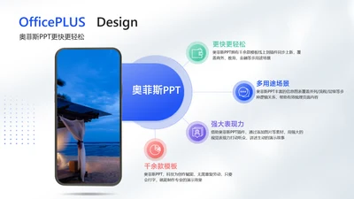 商务风蓝色并列关系4项PPT图文页