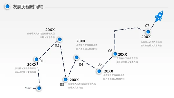 蓝色微粒体风公司发展历程时间轴图表PPT