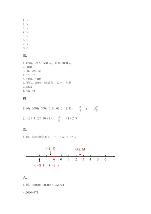 六年级毕业班数学期末考试试卷（必刷）.docx