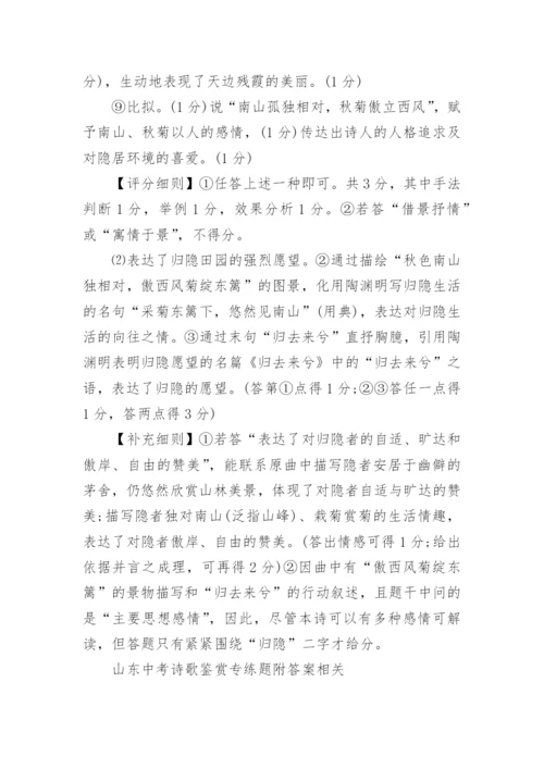 山东中考诗歌鉴赏专练题附答案.docx