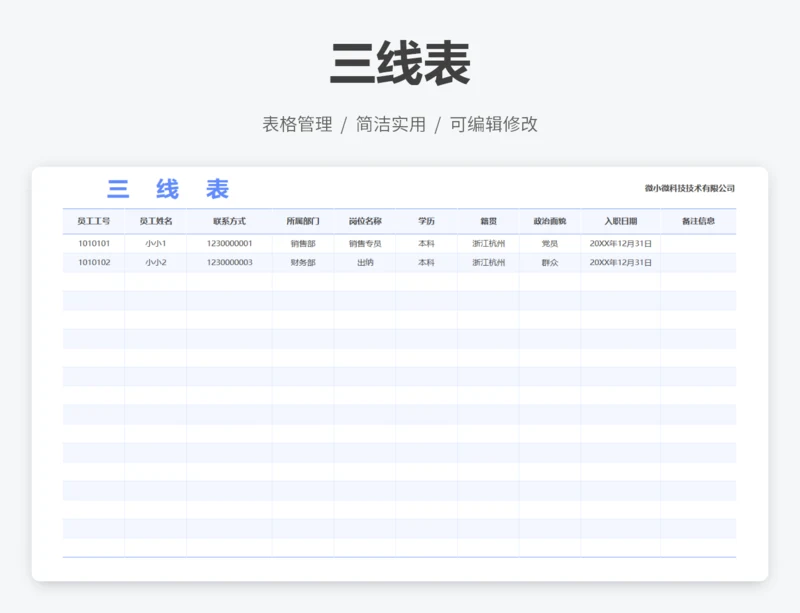 三线表