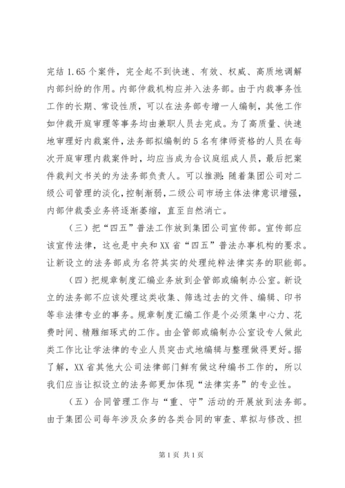 关于成立公司法务部的可行性研究报告 (8).docx