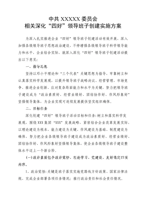 企业四好领导班子创建活动实施专业方案.docx
