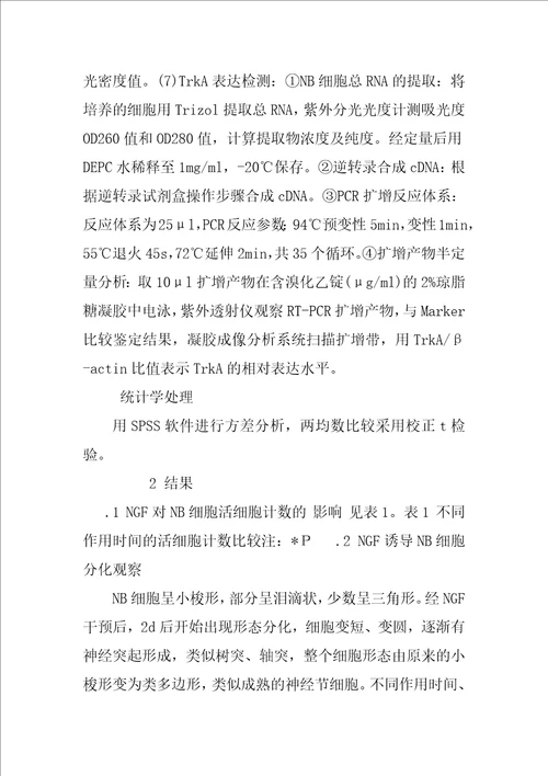 神经生长因子诱导神经母细胞瘤分化的研究