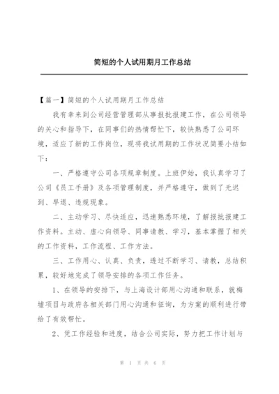 简短的个人试用期月工作总结.docx