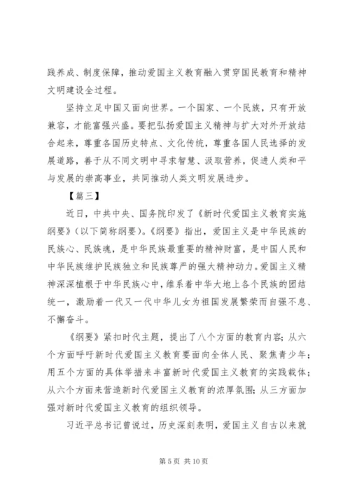 学习《新时代爱国主义教育实施纲要》心得五篇.docx