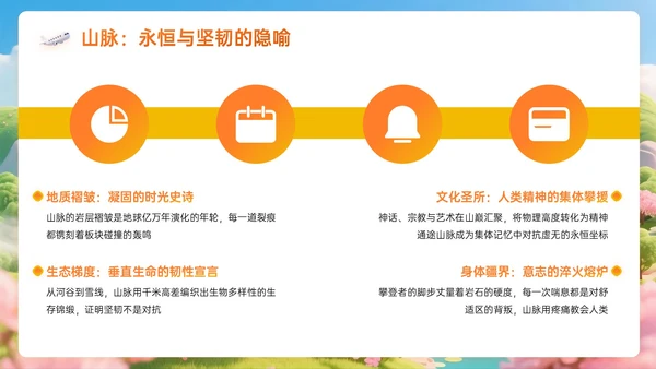 橙黄色3D关于跨越山海的慢旅行计划PPT模板