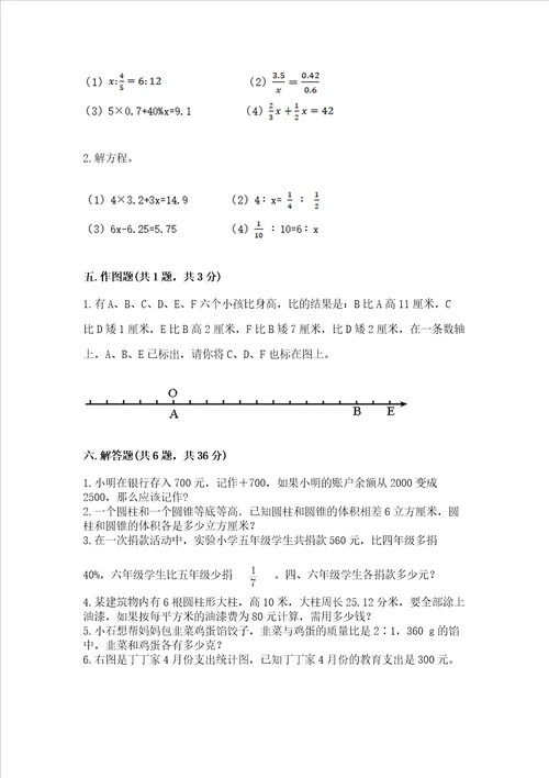 六年级下册数学小升初期末测试卷附参考答案培优