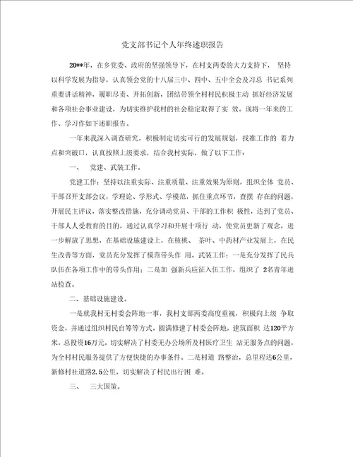 党支部书记个人终述职报告