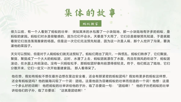 绿色植物花卉唯美文艺小清新集体班会带内容PPT