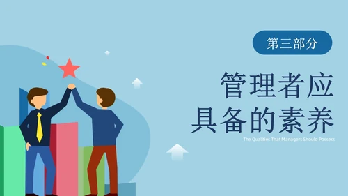 莫兰迪蓝色插画风管理者的角色定位自我认知公司培训ppt模团队管理