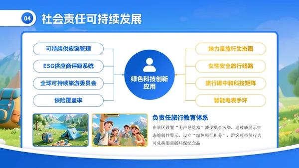 蓝色卡通探索世界发现美好PPT模板