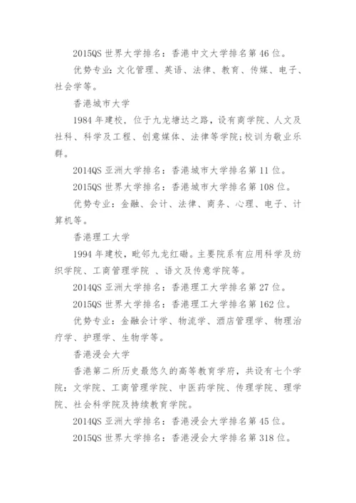 香港八大名校排名及优势专业.docx