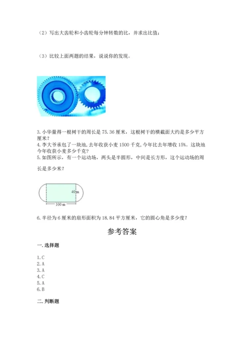 人教版六年级上册数学期末模拟卷（网校专用）.docx